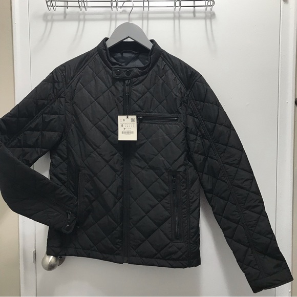 Zara mens black quilted bomber jacket size Small - Picture 2 of 10